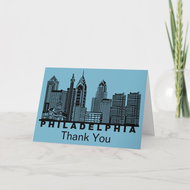 Philadelphia Skyline Silhouette  Dankeskarte (Vorderseite)