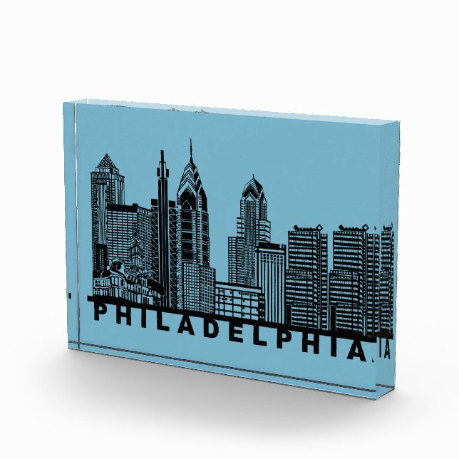 Philadelphia Skyline Silhouette  Fotoblock (Rechts)