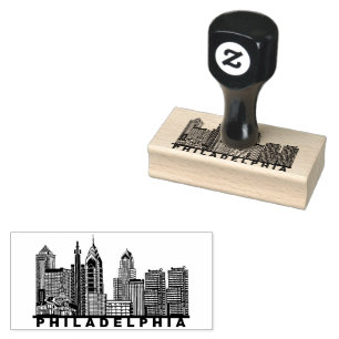 Philadelphia Skyline Silhouette Gummistempel