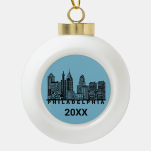 Philadelphia Skyline Silhouette Keramik Kugel-Ornament