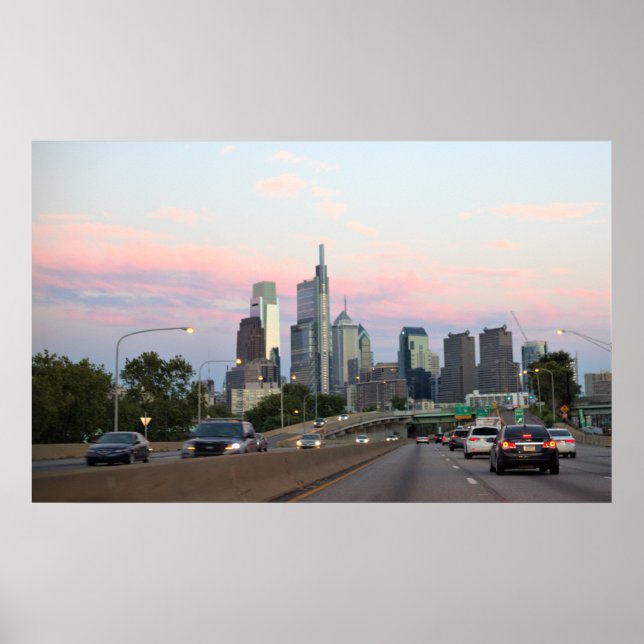 Philadelphia Skyline Sunset Foto Poster (Vorne)