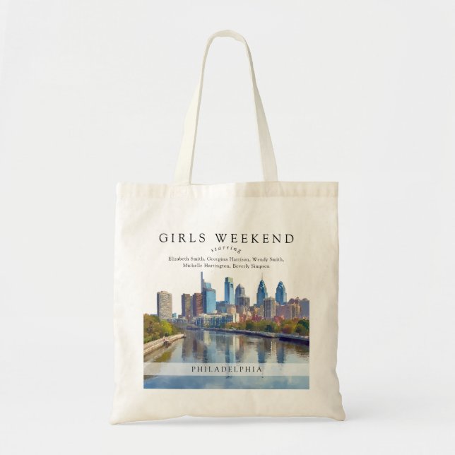 Philadelphia Skyline Watercolor Girls Weekend Tragetasche (Vorne)