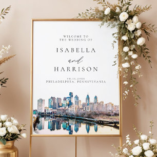 PHILADELPHIA Skyline Zielort Hochzeitsbegrüßung Poster