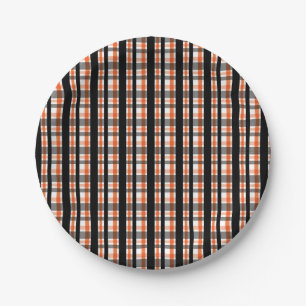 Philadelphia Sports Fan Black Orange White Kariert Pappteller