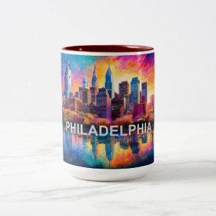 Philadelphia Stadt der Brüderlichen Liebe Zweifarbige Tasse