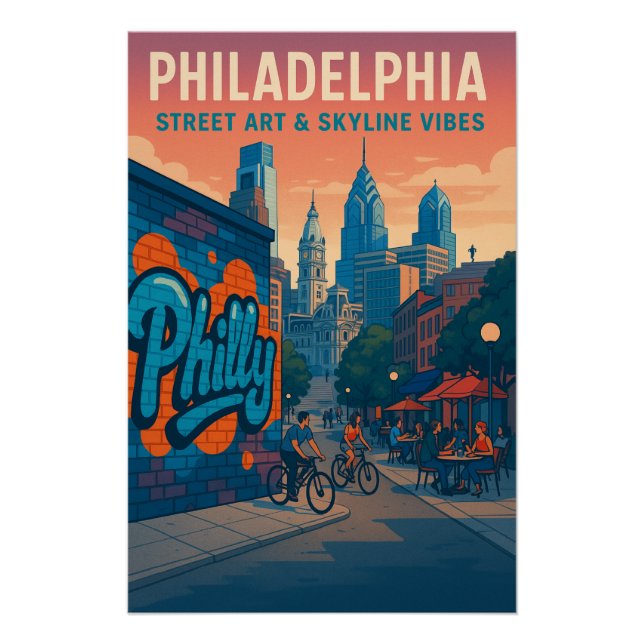 Philadelphia - Street Art & Skyline Vibes Poster (Vorderseite)