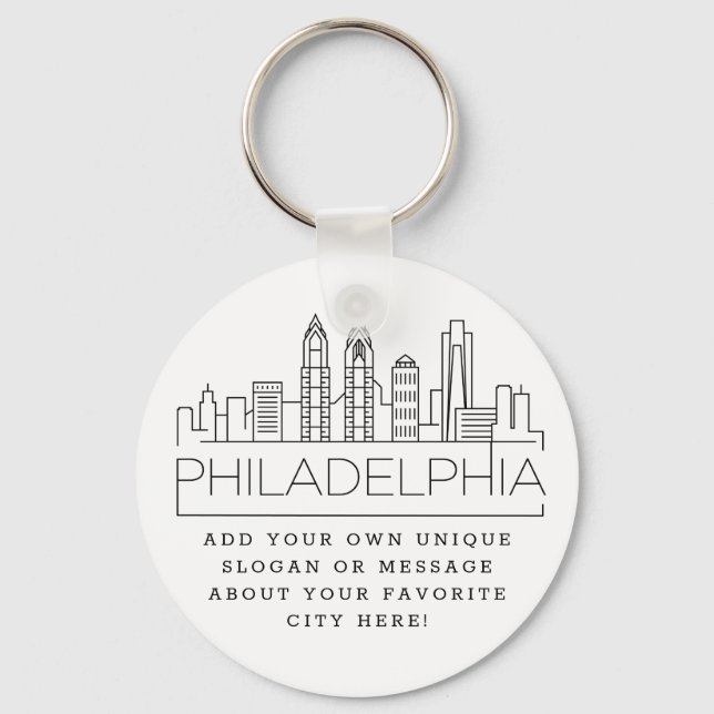 Philadelphia Stylized Skyline | Benutzerdefinierte Schlüsselanhänger (Vorderseite)