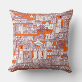 Philadelphia Toile heißes Orange Claret Kissen
