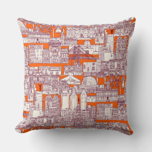 Philadelphia Toile heißes Orange Claret Kissen
