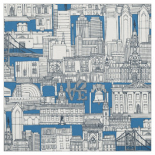 Philadelphia Toile Kobalt-Indigo Stoff