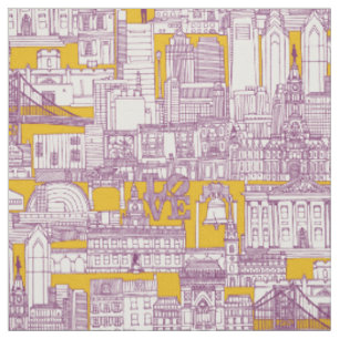 Philadelphia Toile lila gelb Stoff