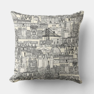 Philadelphia-Toile Pearl Schwarz Kissen