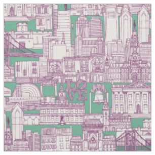 Philadelphia-Toile violette Pfefferminze Stoff