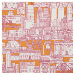 Philadelphia Toile Viva Magenta Satsuma Stoff