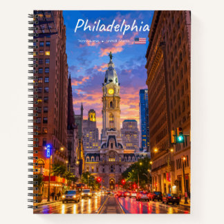 Philadelphia, USA - Rathaus Twilight Skyline Notizbuch