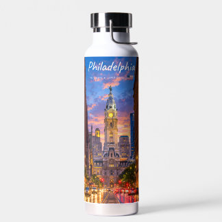 Philadelphia, USA - Rathaus Twilight Skyline Trinkflasche