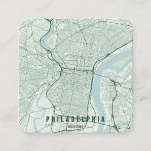 Philadelphia USA Stadtplan Minimales Design Quadratische Visitenkarte
