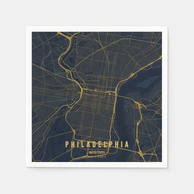 Philadelphia USA Stadtplan Minimales Design Serviette (Vorderseite)