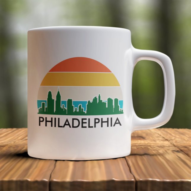 Philadelphia Vintag City Sunset Kaffeetasse (Philadelphia Retro Sunset Coffee Mug)