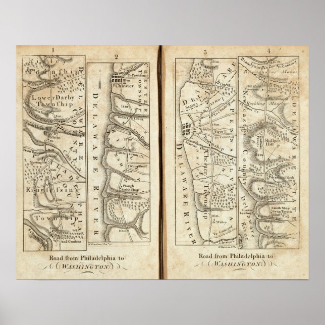Philadelphia - Washington Road Map 3 Poster (Vorne)