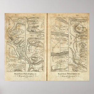 Philadelphia - Washington Road Map Poster