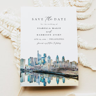 PHILADELPHIA Watercolor City Skyline Save the Date Einladung