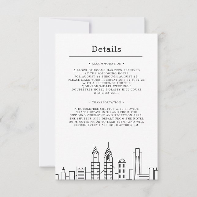 Philadelphia Wedding | Gästedaten Einladung (Vorderseite)