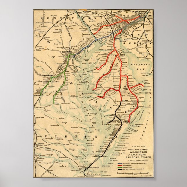 Philadelphia, Wilmington und Baltimore Karte der 1 Poster (Vorne)