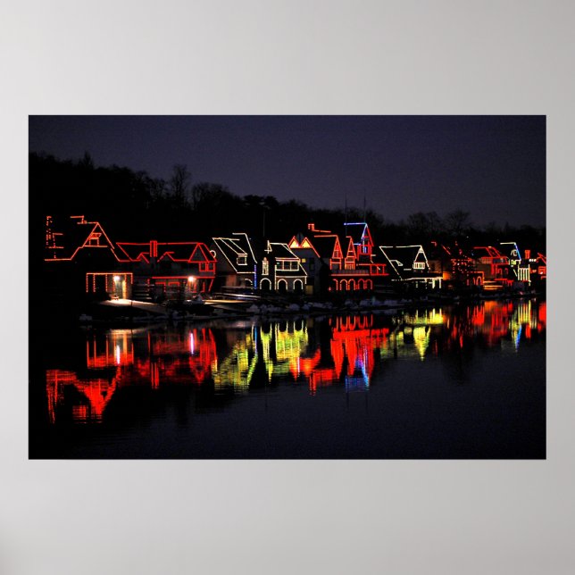 Philadelphia's Boathouse Row zu Weihnachten Poster (Vorne)