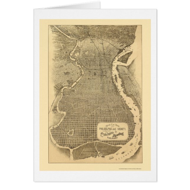 Philadelphie, carte panoramique de PA - 1870 (Devant)