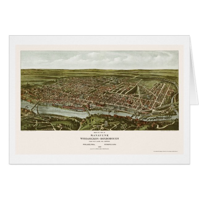 Philadelphie, carte panoramique de PA - 1907 (Devant horizontal)