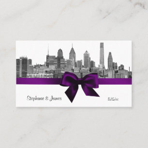 Philadelphie Skyline Etch BW Purple Escort Cartes