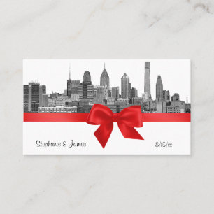 Philadelphie Skyline Etch BW Red Place Cartes #2