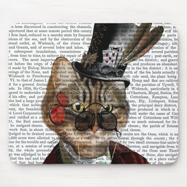 Phileas Feline Steampunk Cat & Top Hat 2 Mousepad (Vorne)