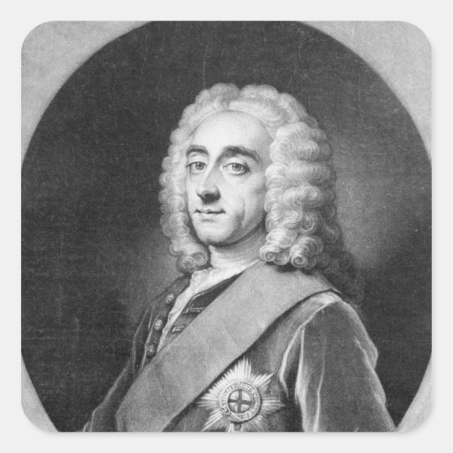 Philip Dormer Stanhope, eingraviert von John Simon Quadratischer Aufkleber (Vorderseite)