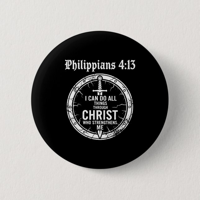 Philipans 4_13 Christian Bible Verse Faith Scriptu Button (Vorderseite)