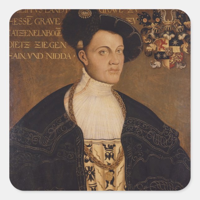 Philipp von Hessen Quadratischer Aufkleber (Vorderseite)