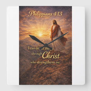 Philipper 4:13 Christlicher quadratischer Wanduhr