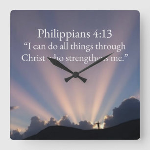 Philipper 4:13 Christliches quadratisches Wanduhr
