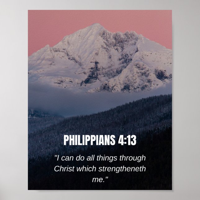 Philipper 4:13 KJV Bibelvers Berg & Wald Poster (Vorne)