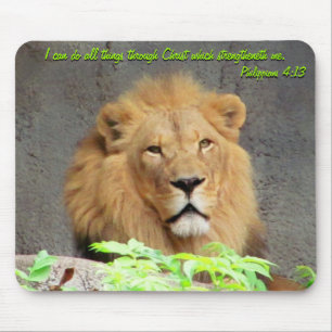 Philipper 4:13 und Männlicher Löwe Mauspad