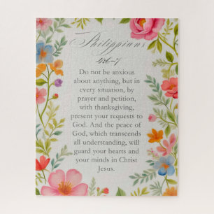 Philipper 4:6–7 Bibelvers Floral Wasserfarbe 