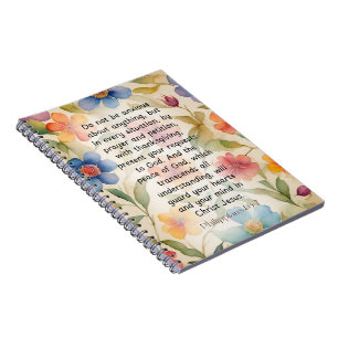 Philipper 4:6-7 Christliche Bibelstelle Wasserfarb Notizblock