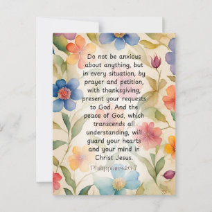 Philipper 4:6-7 Christliche Bibelstelle Wasserfarb Postkarte