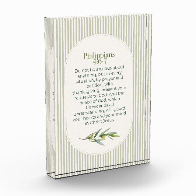 Philipper 4:6–7 Christliches Ermutigungsgeschenk Fotoblock (Links)