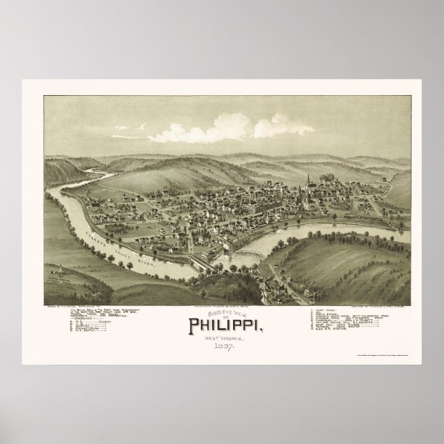 Philippi, WV Panorama Karte - 1897 Poster (Vorne)