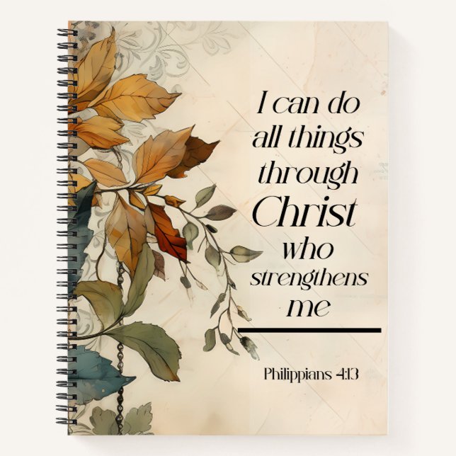 Philippianer 4:13 Alles durch die Christi-Bibel Notizbuch (Vorderseite)