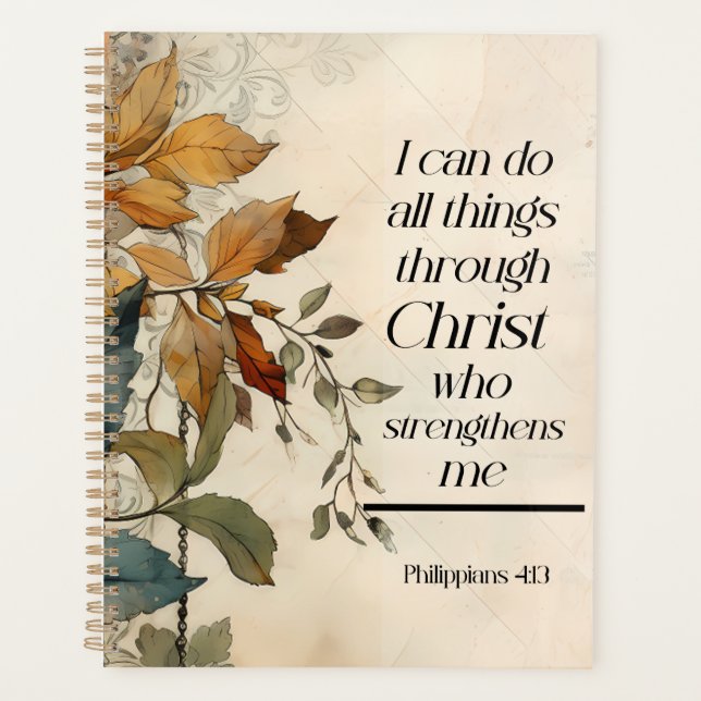 Philippianer 4:13 Alles durch die Christi-Bibel Planer (Vorderseite)