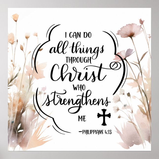 Philippianer 4:13 Alles durch die Christi-Bibel Poster (Vorne)