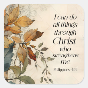 Philippianer 4:13 Alles durch die Christi-Bibel Quadratischer Aufkleber